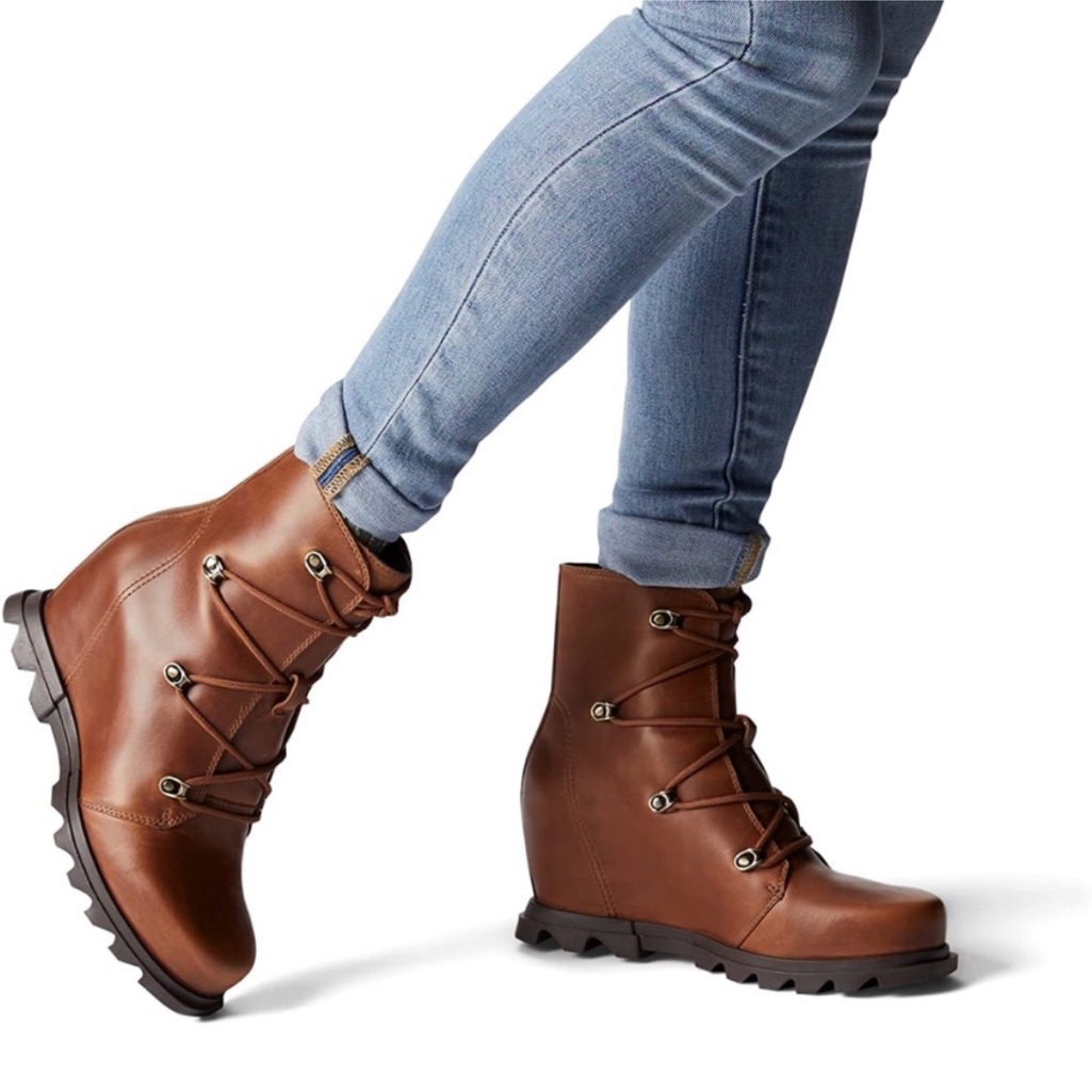 Sorel Joan Of Arctic Waterproof Wedge Iii Booties In Hazelnut Nwot